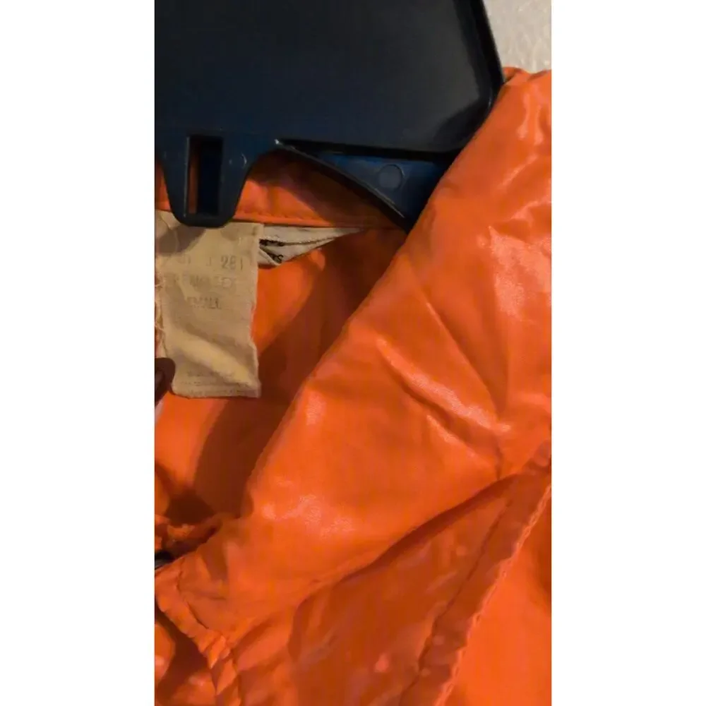 Vintage 1970s Permatex Racing Jacket Size Large Hi-Vis Orange Snap Buttons EUC